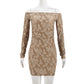 Women's Autumn High Elastic 3D Flower Cutout Backless Off-shoulder Long Sleeve Dress
