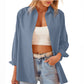 Women's Fashion Casual Solid Color Single-breasted Long Sleeve Shirt