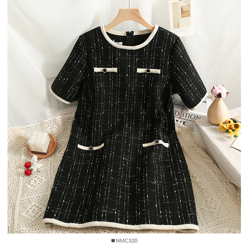 Retro Tweed Plaid Loose-fitting Short Skirt For Women