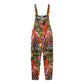 Loose Retro Printed Cotton And Linen Women's Jumpsuit