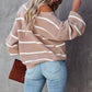 Women's Fashion Striped Lantern Sleeve Knitted Shirt