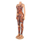 Suspender Mesh Printed Jumpsuit