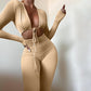 Solid Color Lace-up Hollow Long-sleeved Skinny Jumpsuit