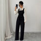 Womens Elegant Color Block Shirt Jumpsuit Set