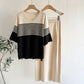 Stylish Striped Short-Sleeve Casual Knit Skirt And Top Two-Piece Set