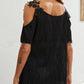 Jacquard Fabric V-neck Applique Short-sleeved T-shirt