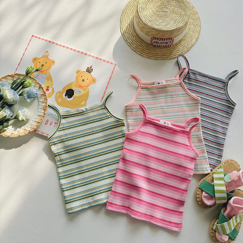 Gilet décontracté extensible et fin brodé à motif dessin animé pour fille
