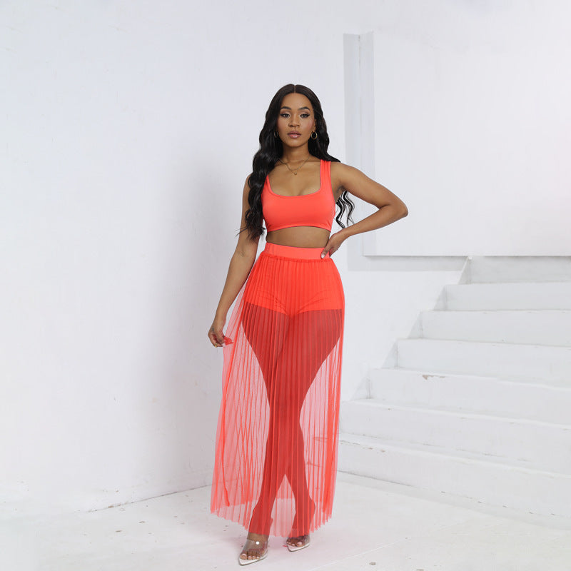 Women's Wear Vest Skirt Shorts Three-piece Set