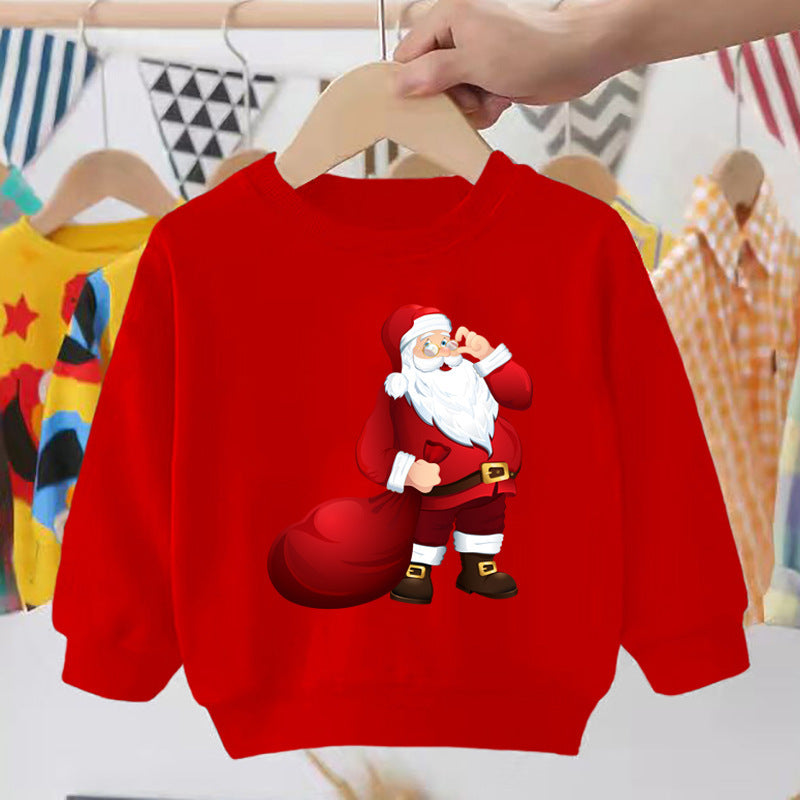 Pull pour enfant imprimé Père Noël, bonhomme de neige, élan
