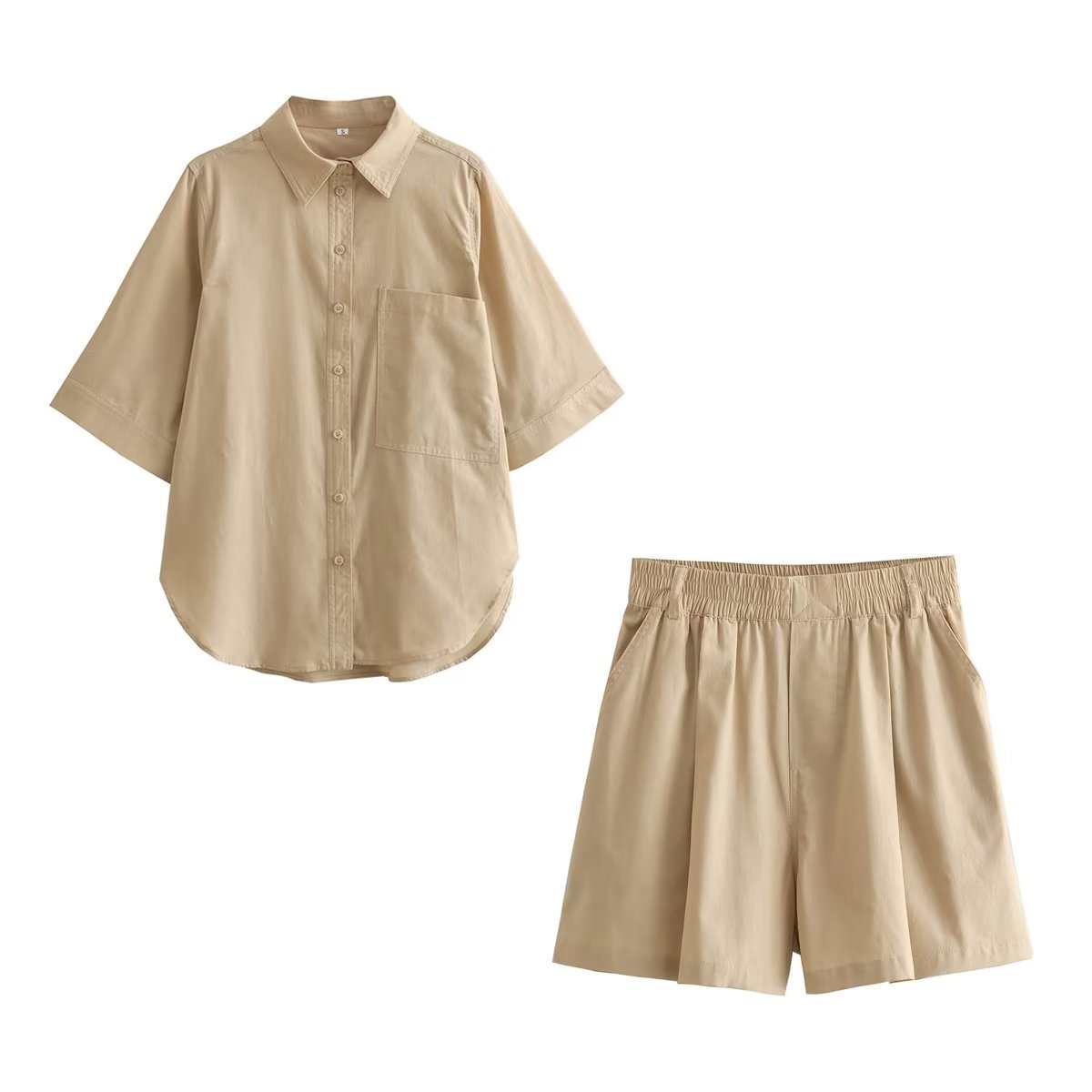 Single-breasted Pocket Shirt Loose Leisure Suit