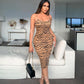 Printed Slim Slimming Split Sling Dress