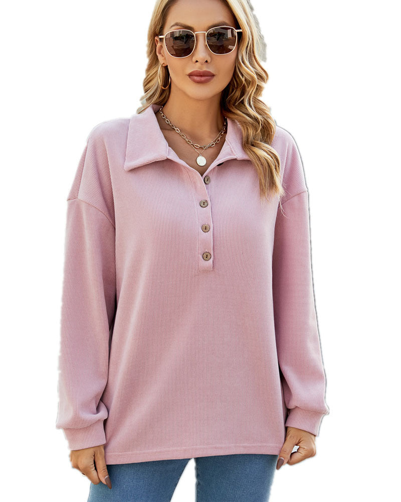 Loose Open Chest Batwing Long Sleeve Lapel Women's Sweater