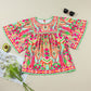 Women's Fashion Colorblock Printed Chiffon Shirt