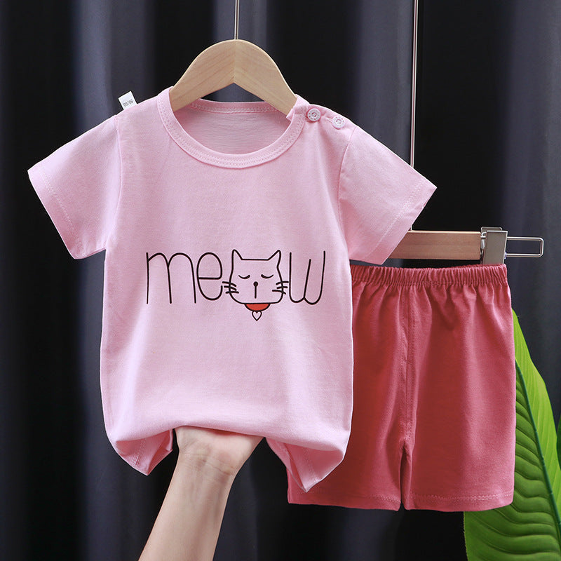 Ensemble t-shirt d'été à manches courtes pour enfant en pur coton
