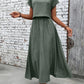 2 Piece Set Women's Solid Color Short Sleeve Top And Casual A- Line Dress Suit