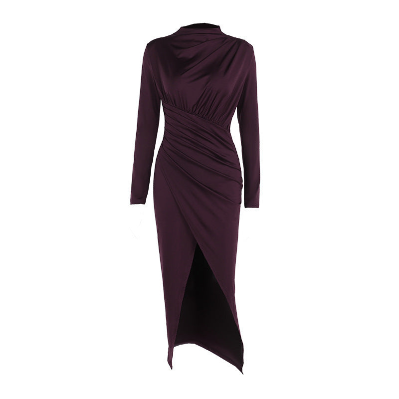 Slit Slim-fitting Long Dress Women's Clothing