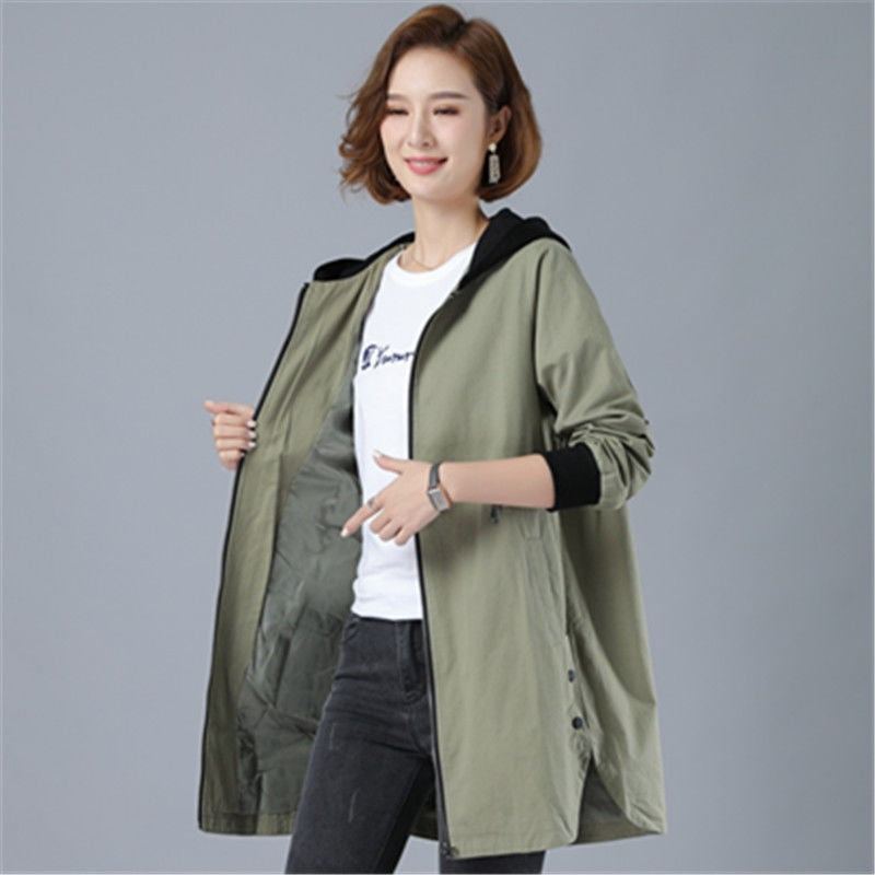 Mid-length Loose Casual Hooded Jacket