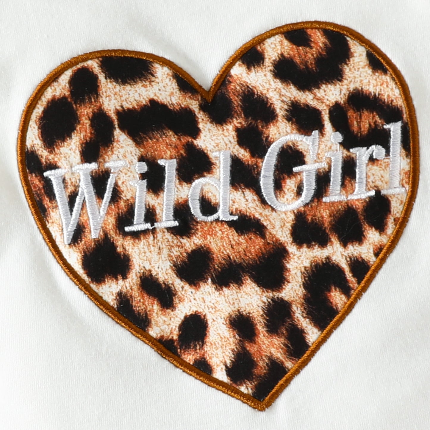 Embroidered Long-sleeved Triangle Romper Bow Leopard Print Bell-bottom Pants European And American