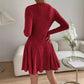 Robe à manches longues et jupe courte en tricot français pour femme
