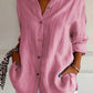 Lapel Long Sleeve Shirt Women's Single-breasted Pleated Shirt