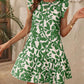 Women's Round Neck Printed Ruffles Dress