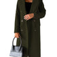 Manteau à manches longues et revers pour femme, veste longue et slim, couleur unie, à double boutonnage, tendance hiver