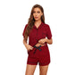 Pajamas Women's Summer Plaid Shirt Short Sleeve Shorts Suit
