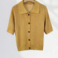 Textured French POLO Lapel Short Sleeve Sweater