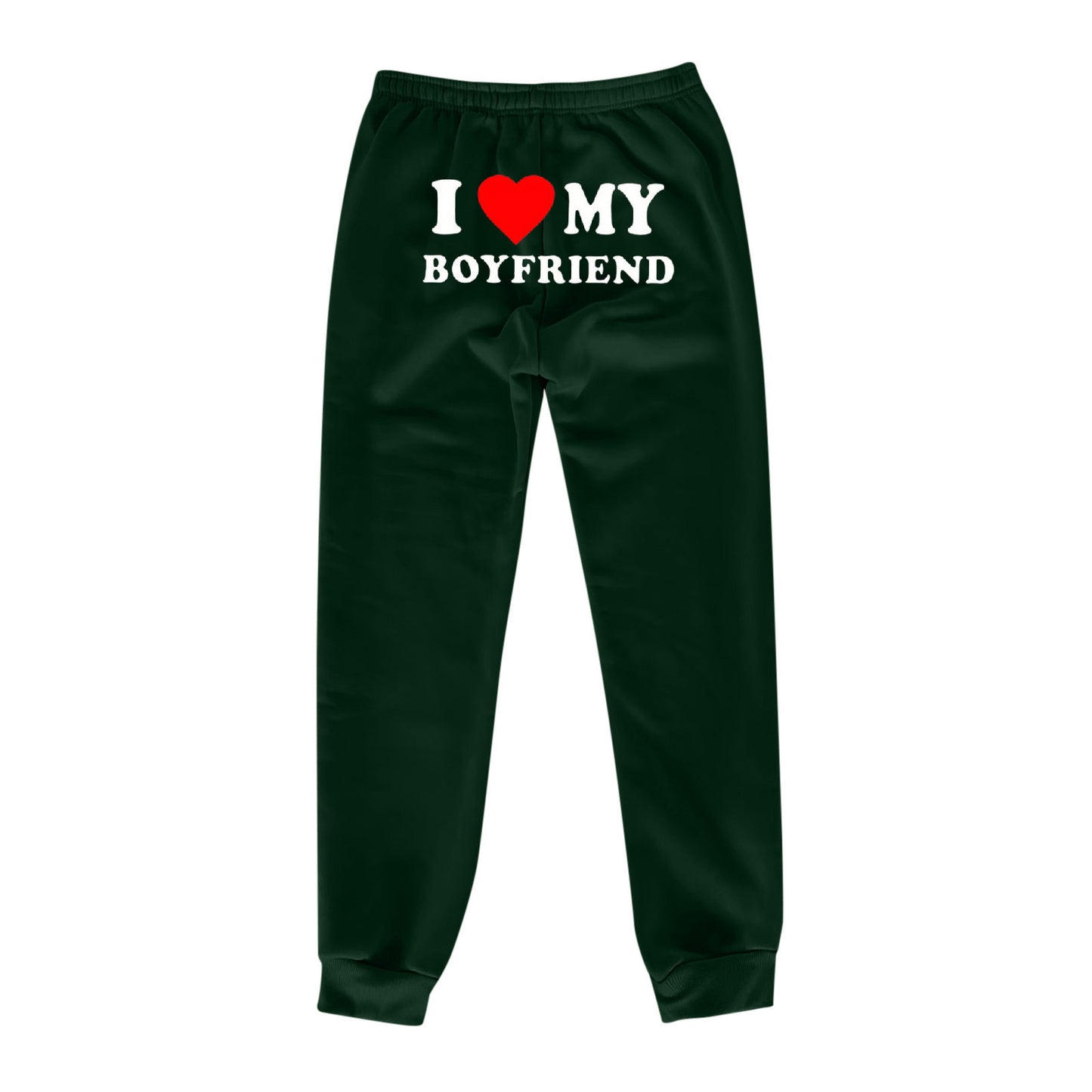 Pantalon imprimé « J'aime mon copain » Pantalon de survêtement décontracté pour homme et femme Pantalon de sport