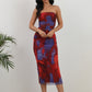 Women's Mesh Printed Double-layer Side Slit Dress