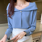 Women's Long Sleeve Square Collar One-shoulder Professional Top