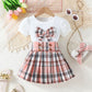 Top Plaid Bow Plaid Skirt Fashion Baby Girl Two-piece Set