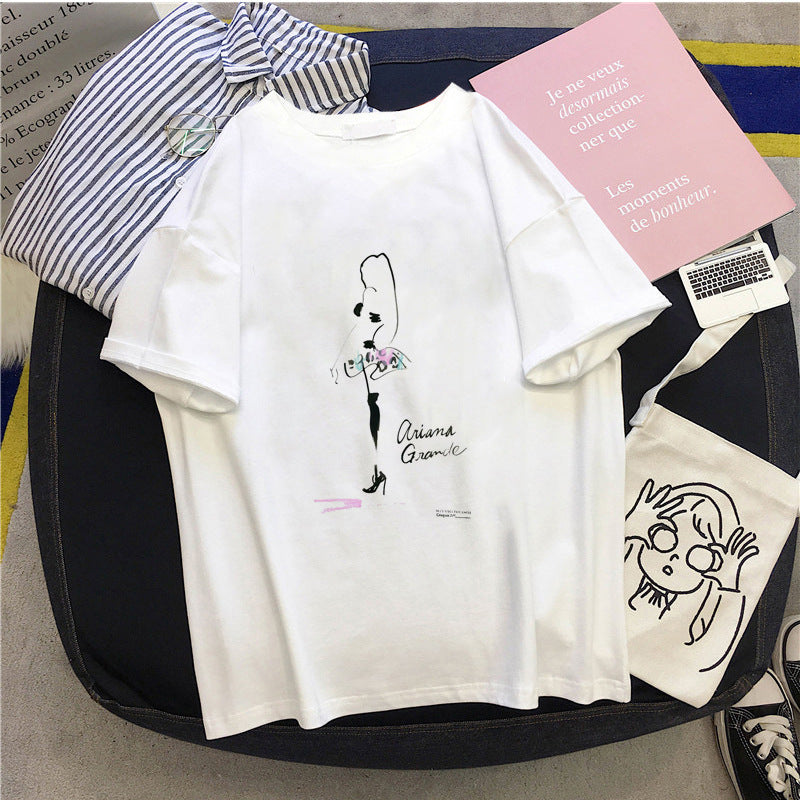 Printing Women's Slim-fit Short-sleeved T-shirt