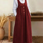 Loose Overalls Dress Casual U-neck Button Pockets Dresses Summer Spring Clothing