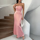 Tube-top Figure-hugging Solid-color Dress