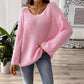 Women's Simple Loose Off Shoulder Off-the-shoulder Flared Sleeves Sweater
