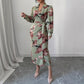 Long Sleeve Printed Tie Dress