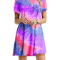 Slim-fit Dazzling Rainbow Tie-dye Printed Dress