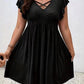 Women's Jacquard Ruffle Sleeve V-neck Dress