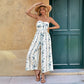 French-style Resort Halter Floral Print Wide-leg Jumpsuit