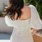 Robe longue à col carré et manches bouffantes pour femme
