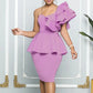 Robe de soirée tendance à volants et épaules inclinées