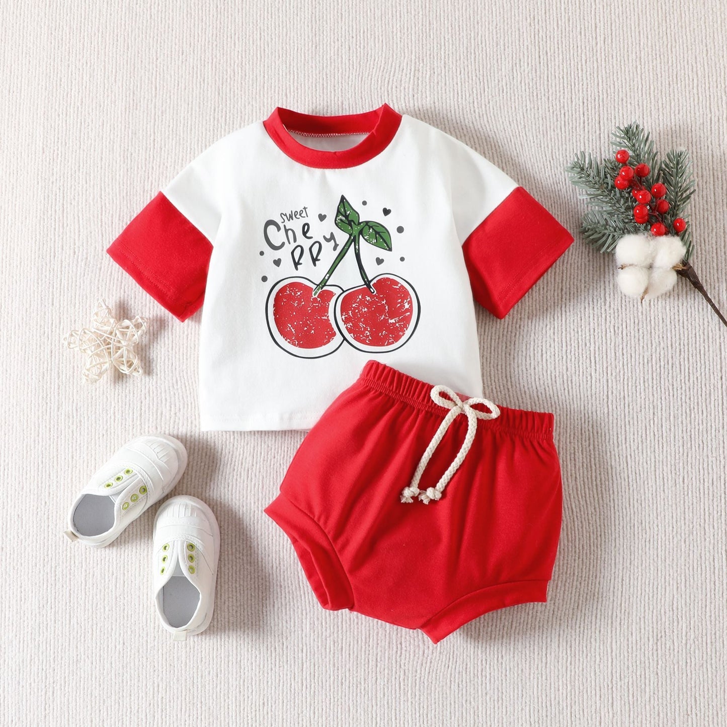 Printed Short-sleeved T-shirt Suit