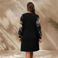 Large Size Round Neck Long Sleeve Printed Casual Women's Short Skirt