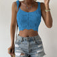 Summer New Hemp Pattern Hollow-out Cropped Vest