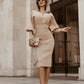 Solid Color Lantern Sleeve Waist One-step Skirt