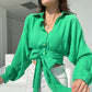 Women's Fashion Casual Lace Up Long-sleeved Cardigan