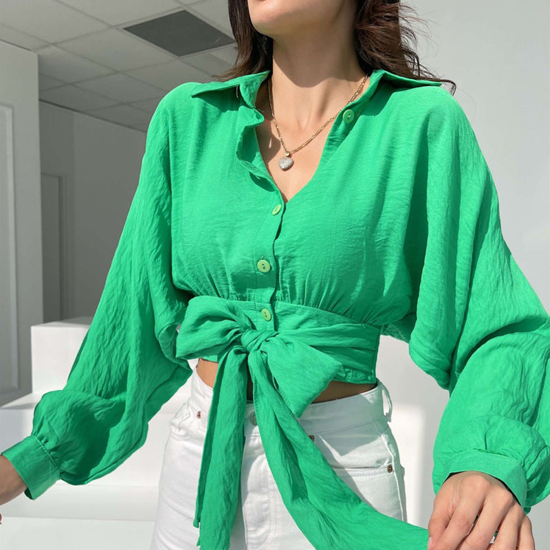 Women's Fashion Casual Lace Up Long-sleeved Cardigan