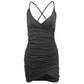 Women's Sling V-Neck Backless Pleated Dress
