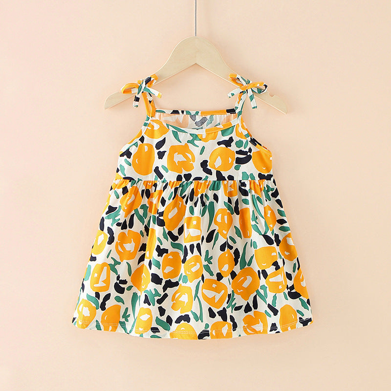 Robe de princesse à bretelles pour fille, vêtements pour enfants, jupe fleurie
